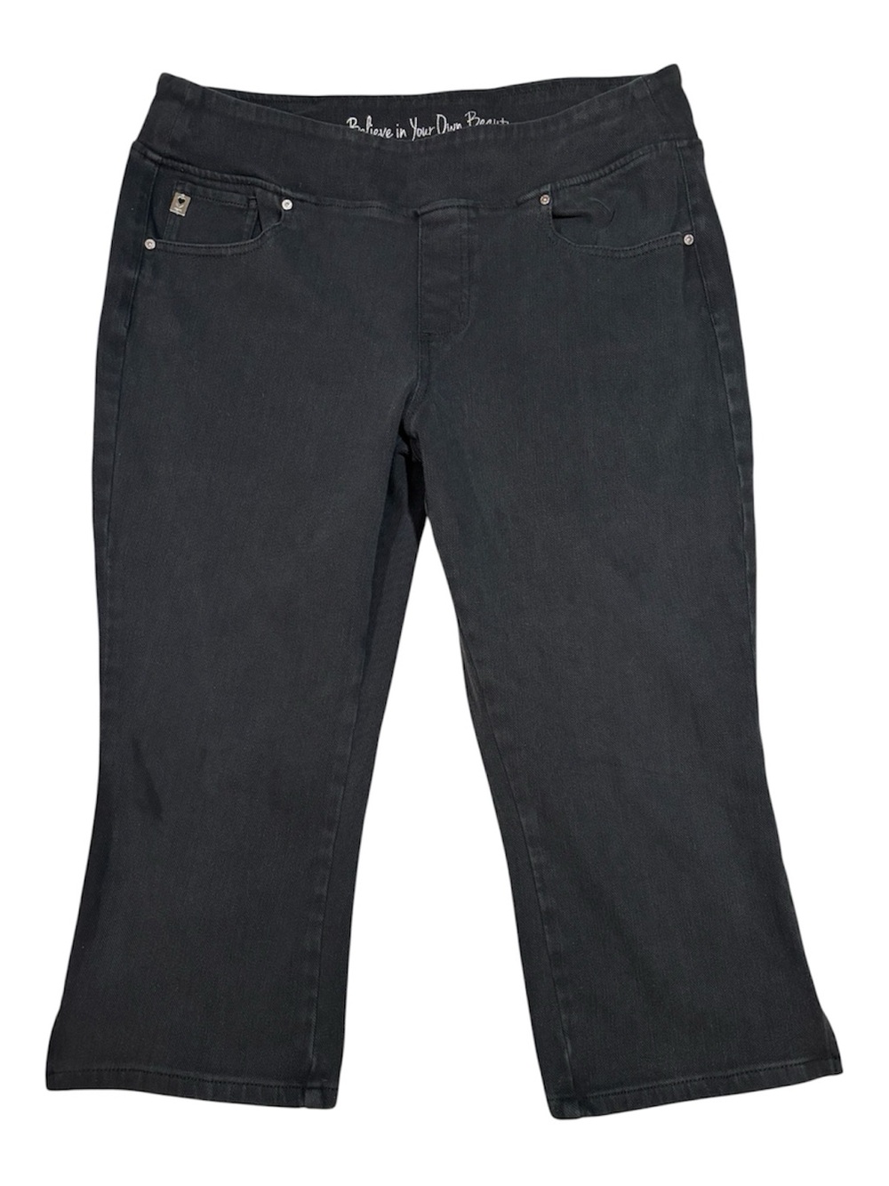 Belle Jeans, Kim Gravel, Faded Black Crop, 16, Pull-On, Soft Summer Jeans